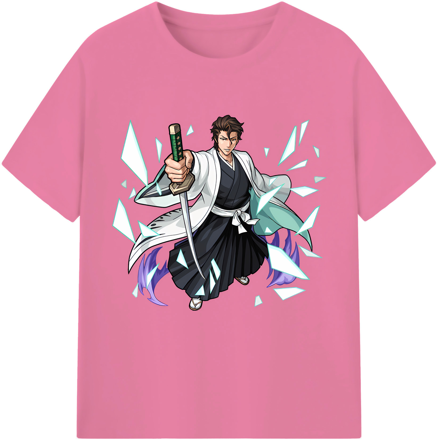 （画像用） ブリーチ 藍染 惣右介（あいぜん そうすけ） BLEACH Aizen Sousuke 綿100％半袖Tシャツ（フロントプリント）